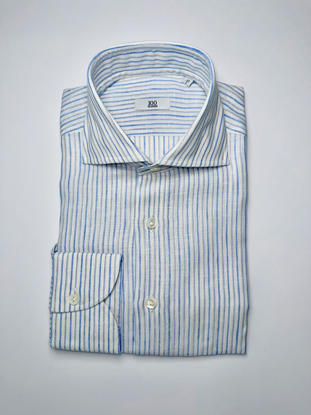 Striped Linen Oxford Shirt - Blue & Grey