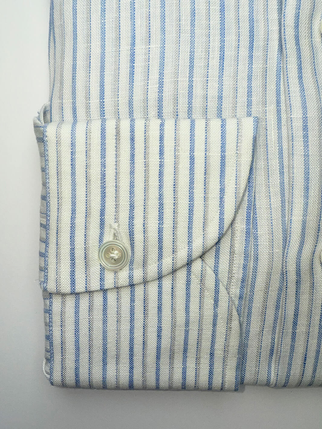 Striped Linen Oxford Shirt - Blue & Grey