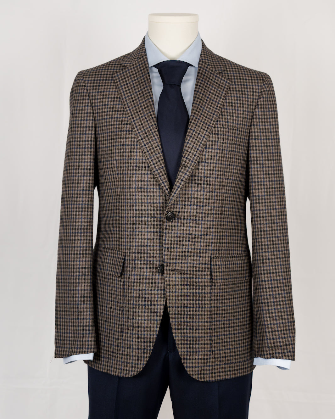Brown & Blue Wool Gun Check Dormeuil Sport Coat – Anatoly & Sons