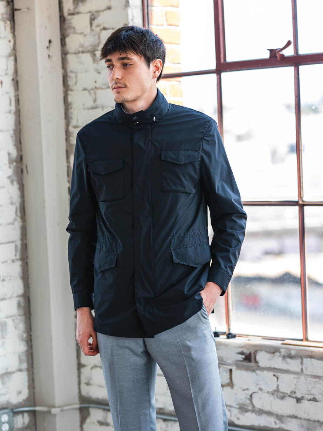 Black Urban Explorer Field Jacket | Water-Repellent Shell