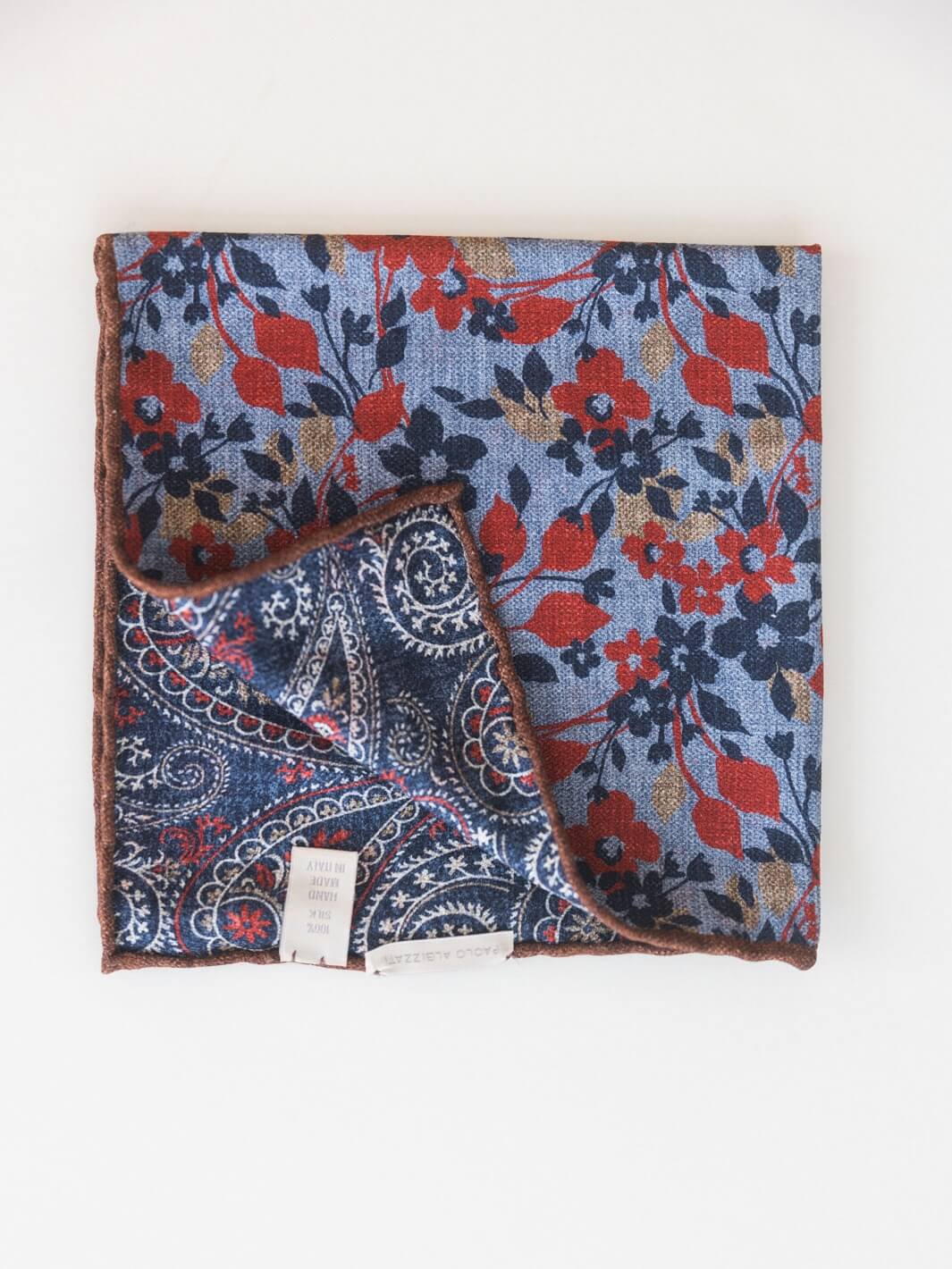 Reversible Silk Pocket Square - Blue & Red