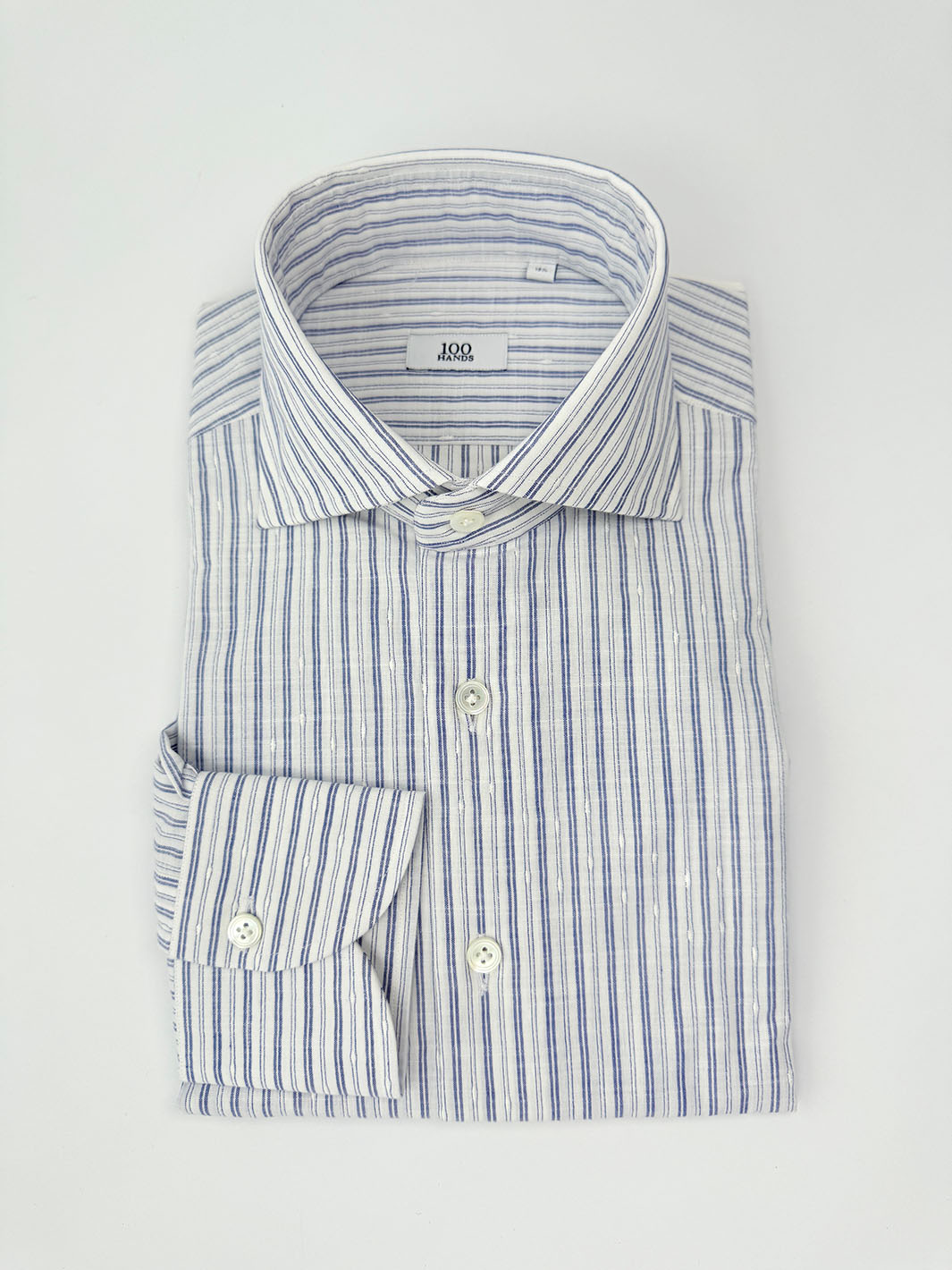 linen dress shirts men Blue & White Striped Linen Shirt