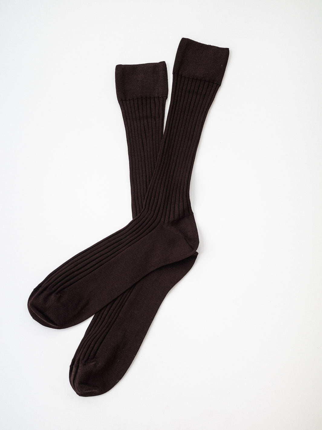 Brown Ribbed Cotton Over-the-Calf Socks | Bresciani
