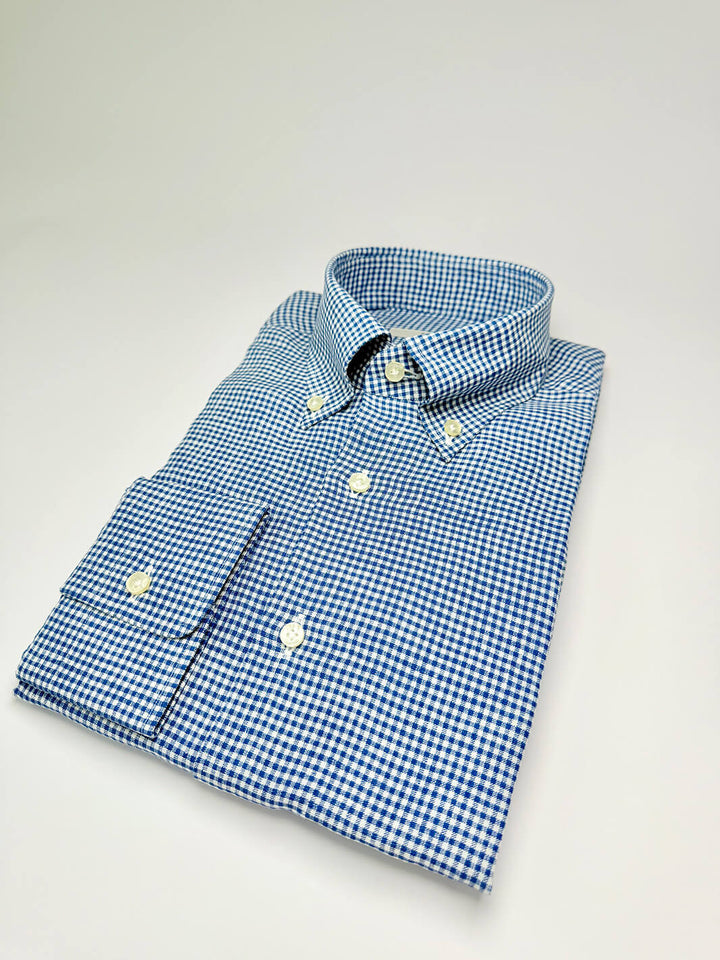 Gingham Button-Down Shirt - Dark Blue