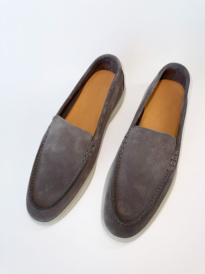 Grey Suede Loafers