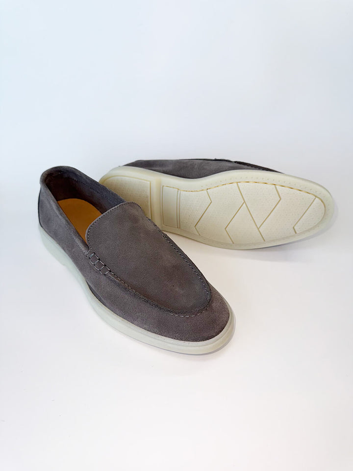 Grey Suede Loafers