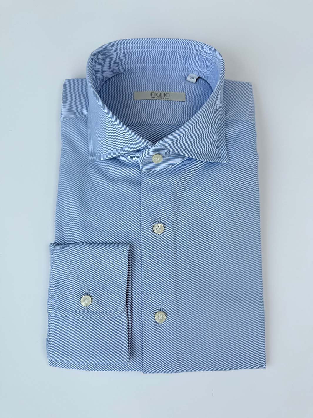 Mid Blue Cotton Twill Dress Shirt  Anatoly & Sons