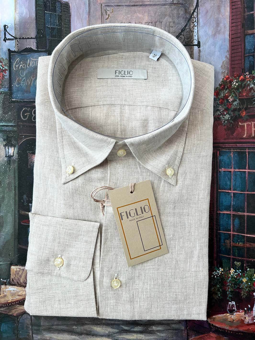 Linen Button-Down Dress Shirt - Tan