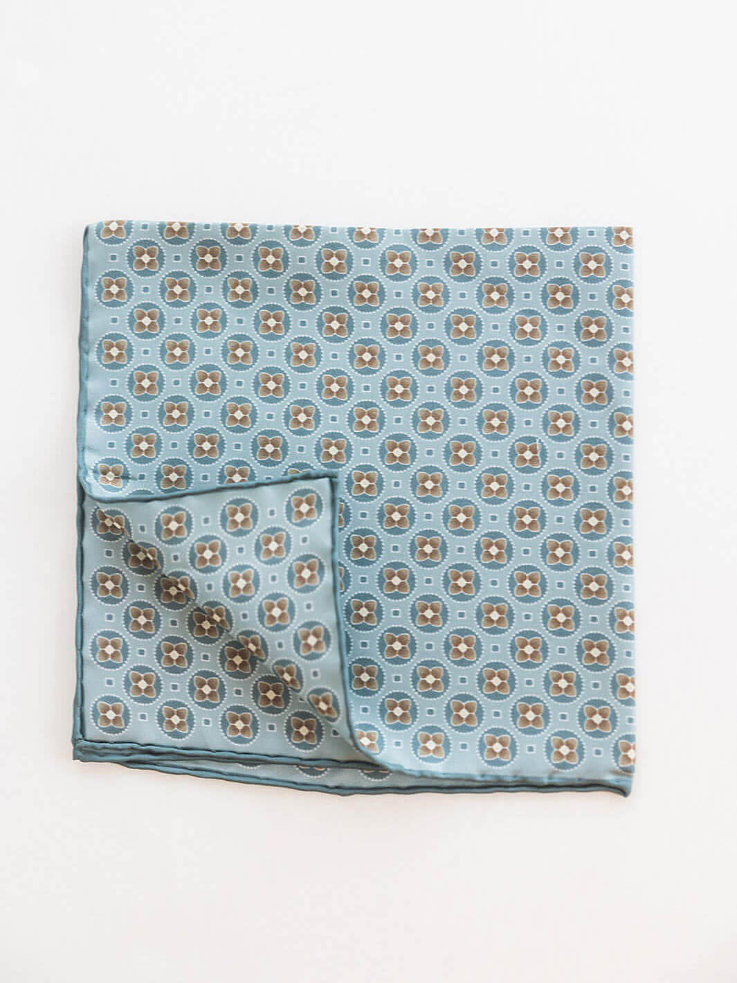 Silk Floral Medallion Pocket Square - Teal