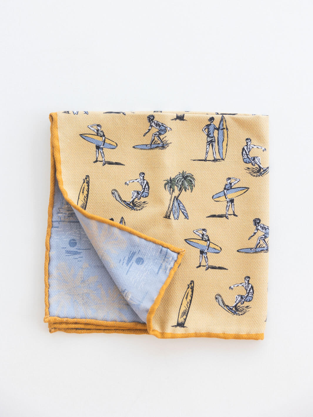 Silk Surf Motif Pocket Square - Yellow