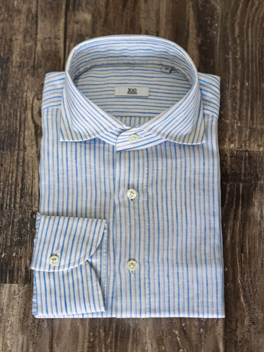 100 Hands Blue-Grey Striped Shirt