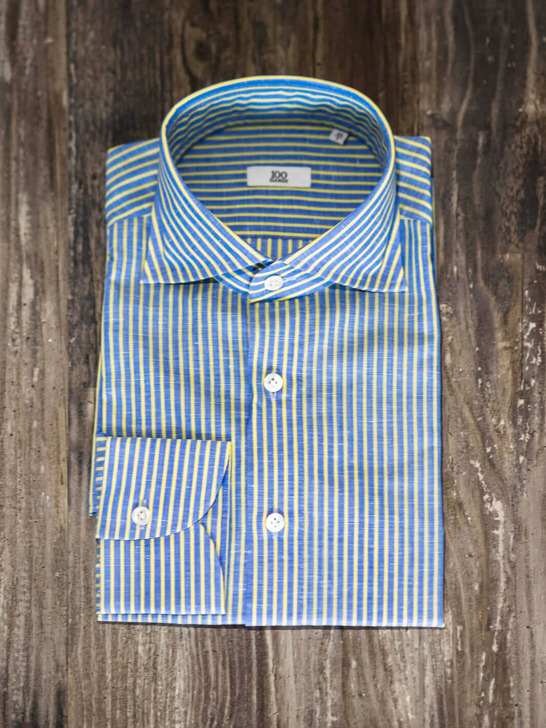 100 Hands Shirts Yellow-Blue Striped Shirt