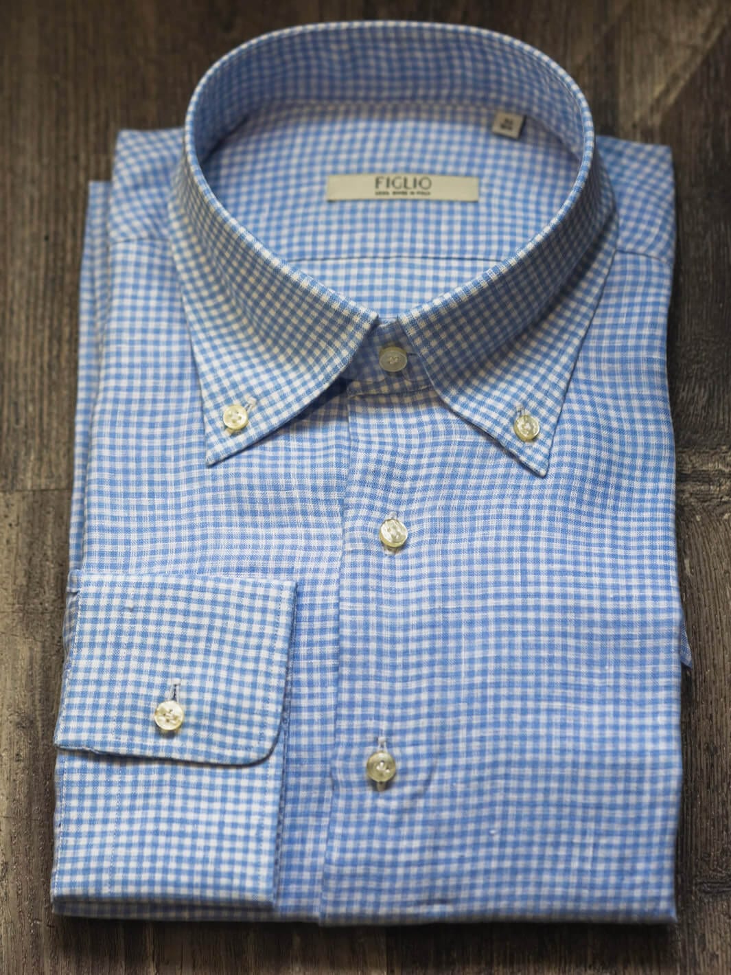 Figlio Blue Gingham Check Shirt