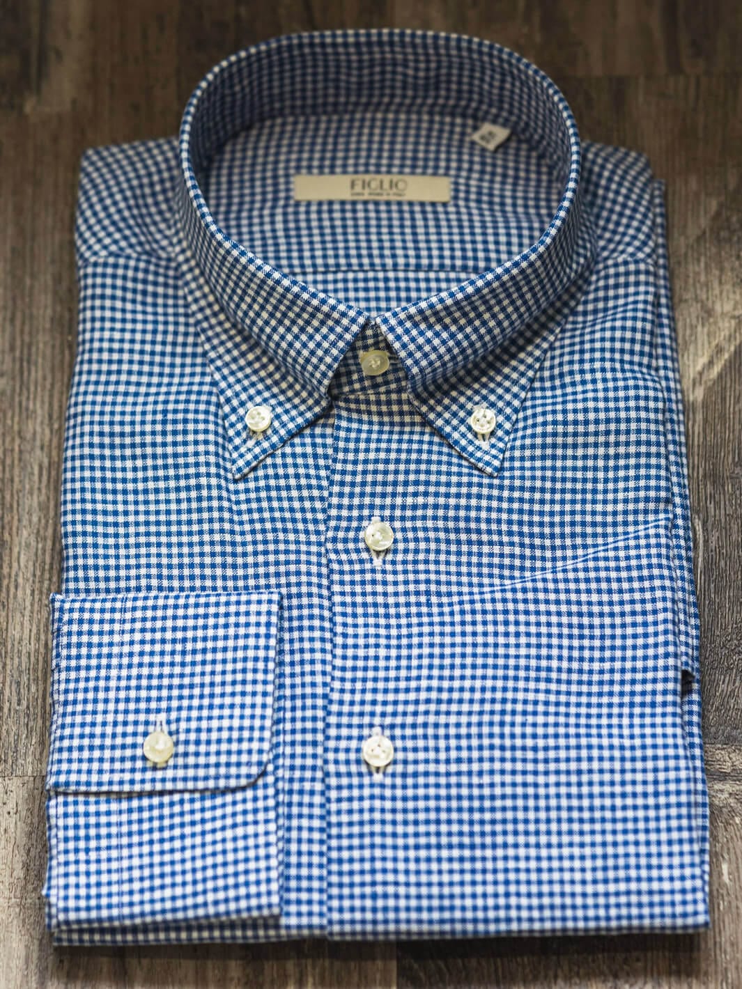 Figlio Shirts Blue Grid Check Shirt