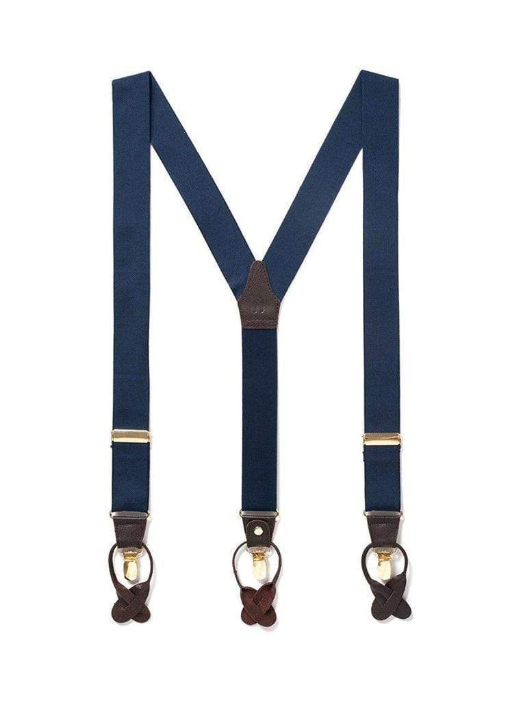 navy blue dress suspenders Navy Blue Silk Suspenders 1.38-inch Wide