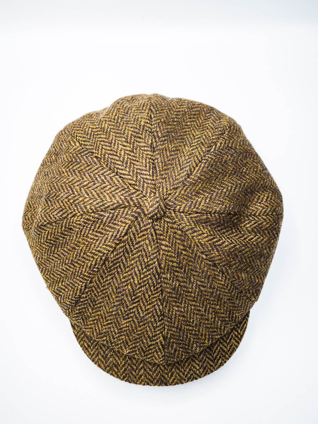 Herringbone Tweed Newsboy Cap Camel