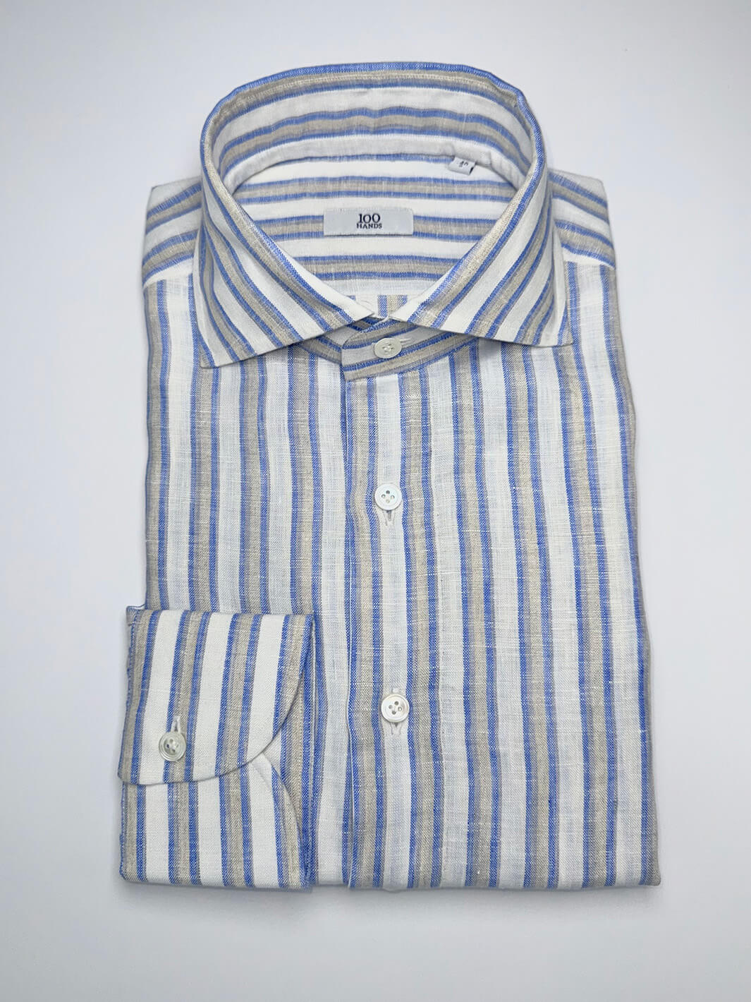 Bold Stripe Linen Oxford Shirt - Blue & Beige