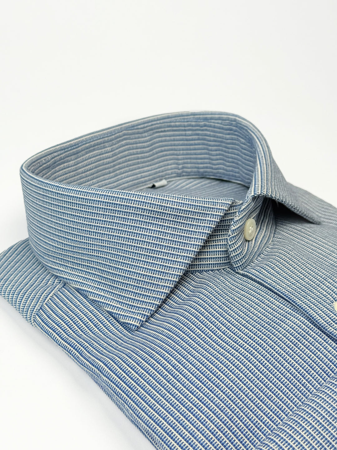 Textured Stripe Cotton Shirt - Blue