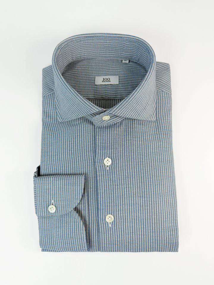 Textured Stripe Cotton Shirt - Blue