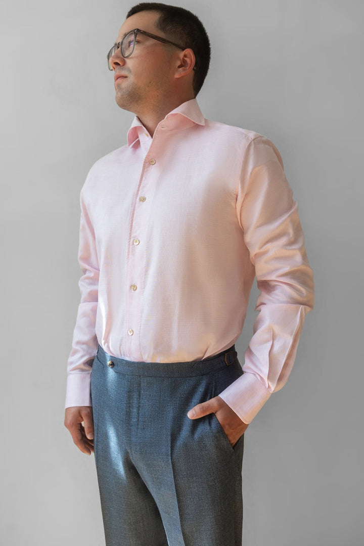 Cotton & Linen Dress Shirt - Light Pink
