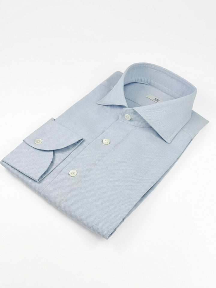 Cotton Honeycomb Dress Shirt - Light Blue