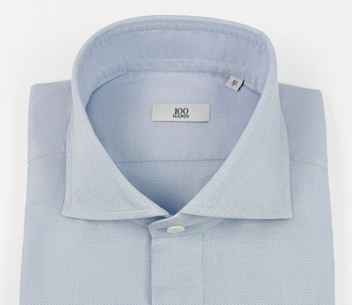 Cotton Honeycomb Dress Shirt - Light Blue