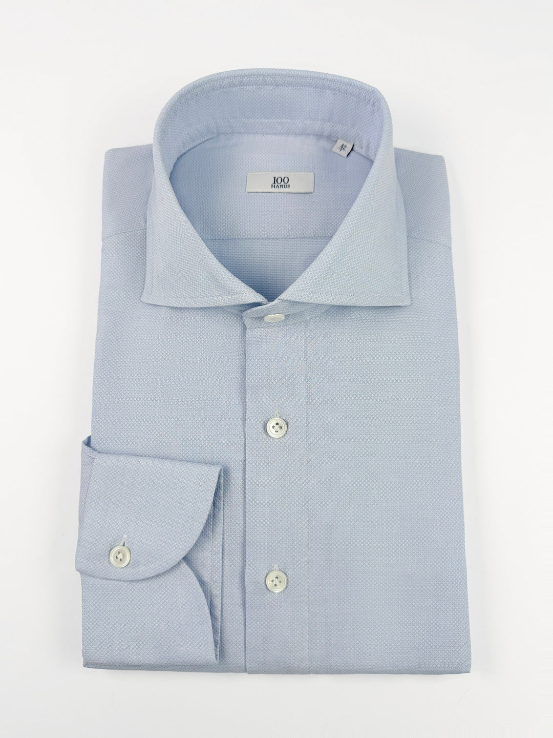 Cotton Honeycomb Dress Shirt - Light Blue