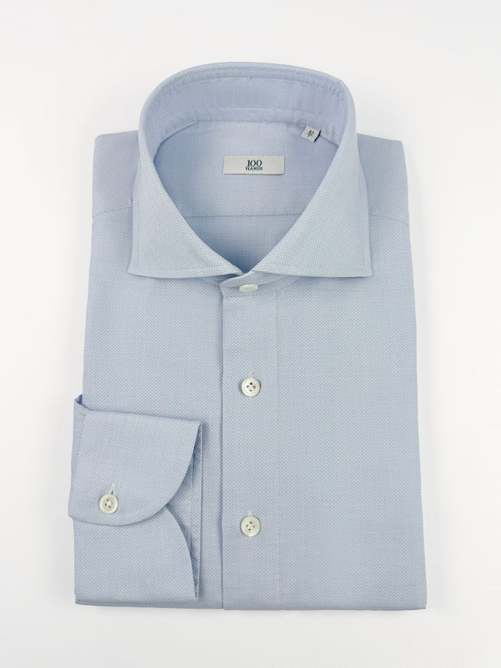 Cotton Honeycomb Dress Shirt - Light Blue