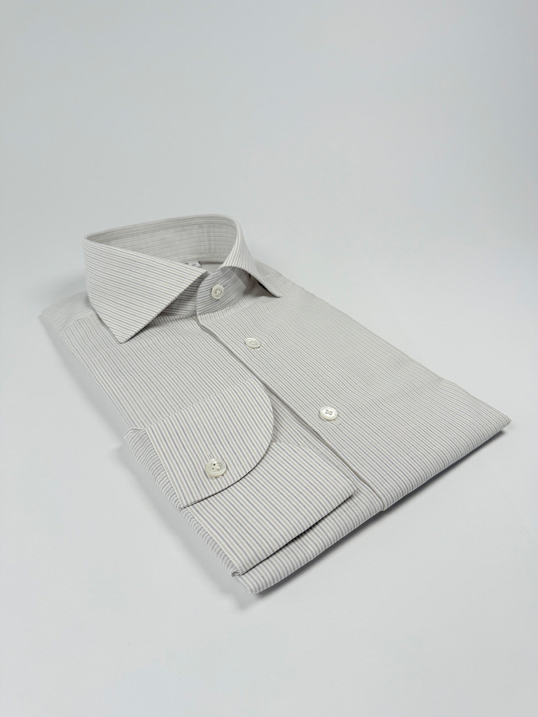 Pinstripe Cotton Dress Shirt - Off-White