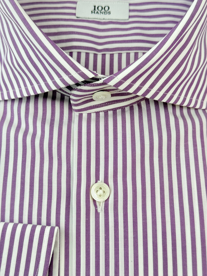 Bold Stripe Cotton Dress Shirt - Purple