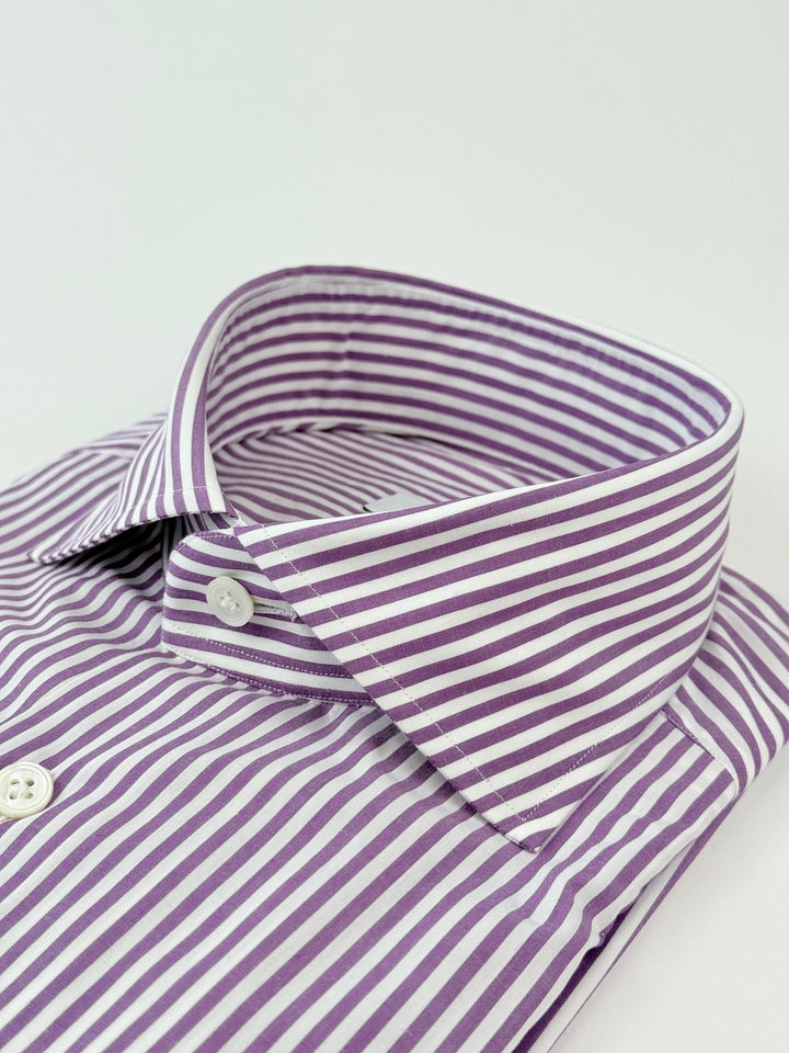 Bold Stripe Cotton Dress Shirt - Purple