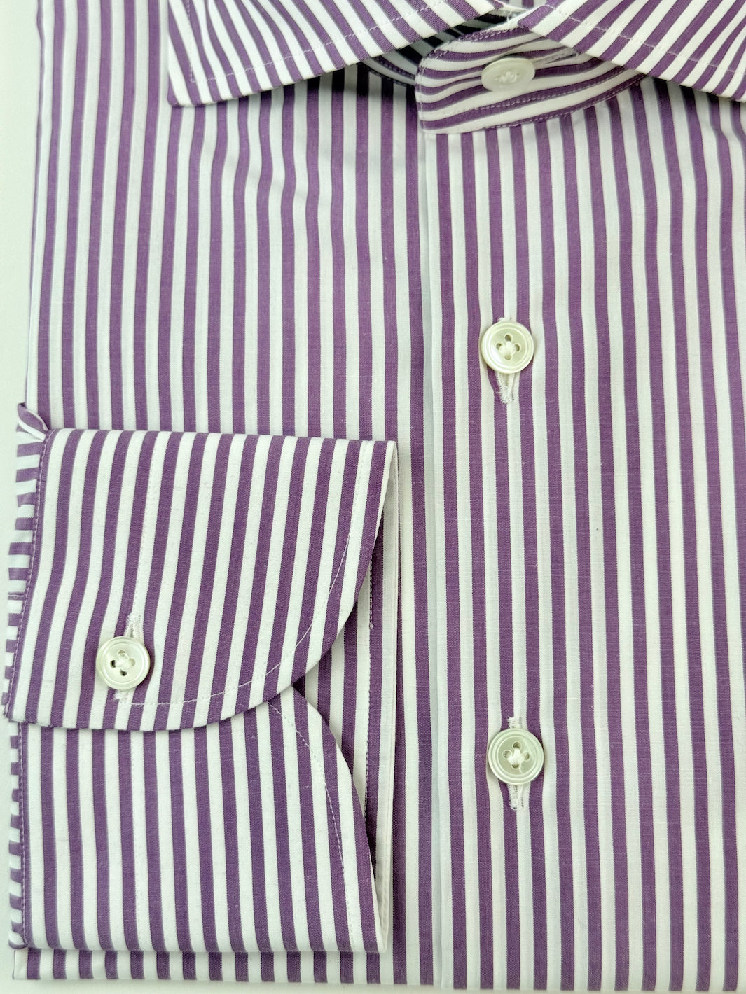 Bold Stripe Cotton Dress Shirt - Purple