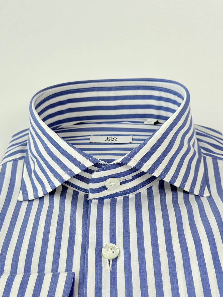 Bold Stripe Cotton Dress Shirt - Blue