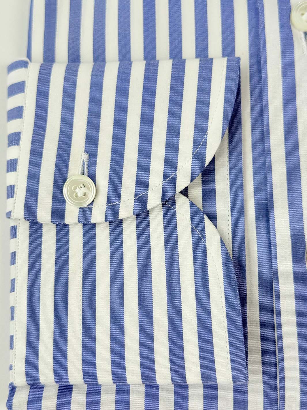 Bold Stripe Cotton Dress Shirt - Blue
