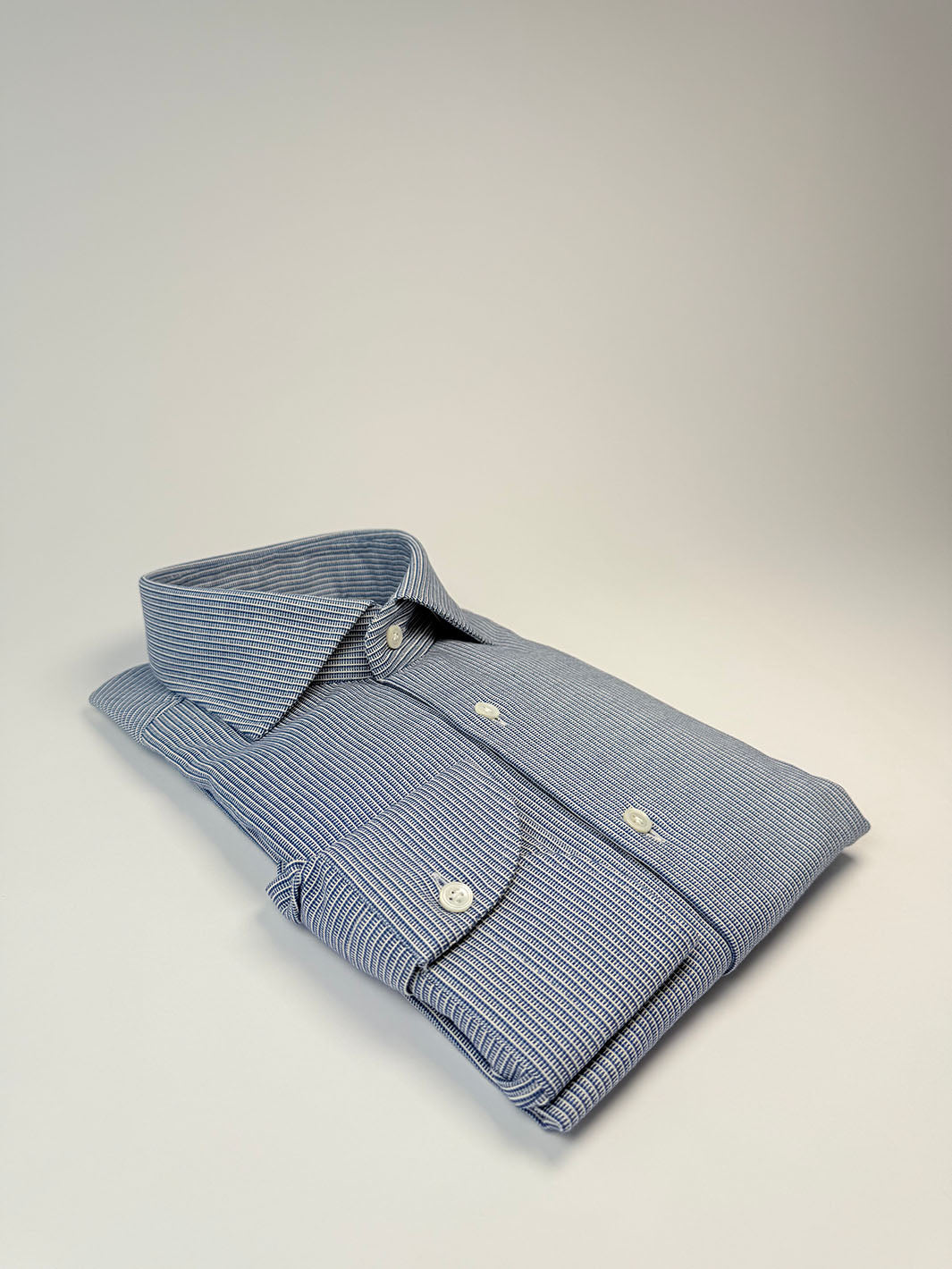 Blue Textured Stripe Cotton Shirt