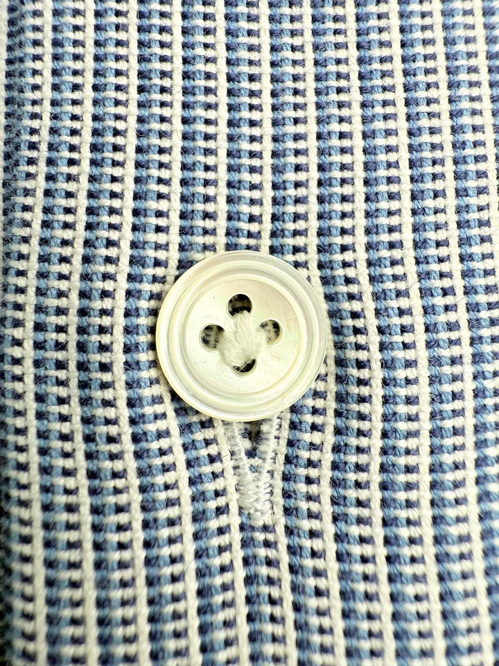 Blue Textured Stripe Cotton Shirt
