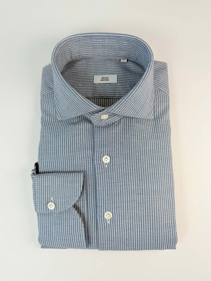 Blue Textured Stripe Cotton Shirt