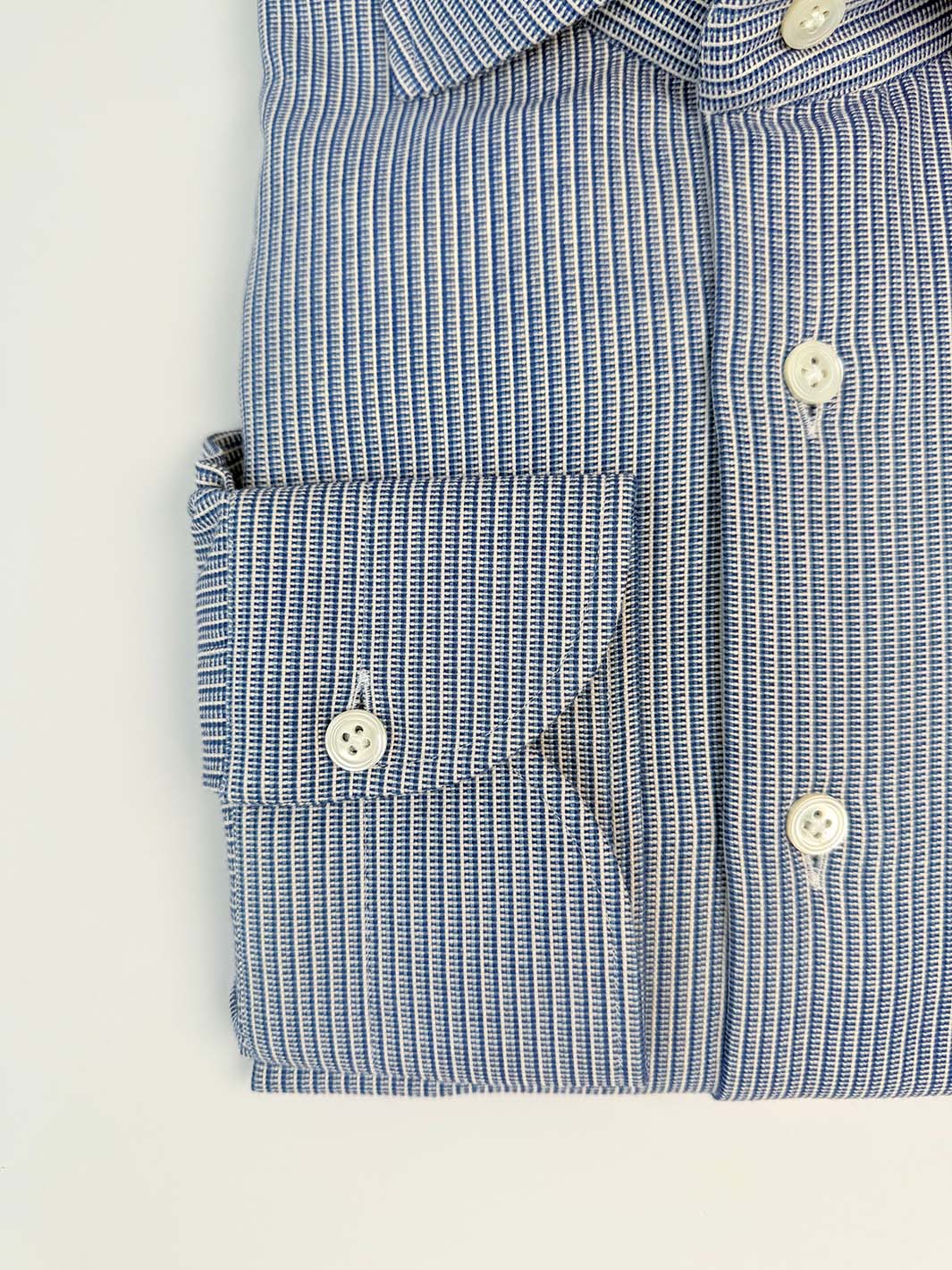 Blue Textured Stripe Cotton Shirt