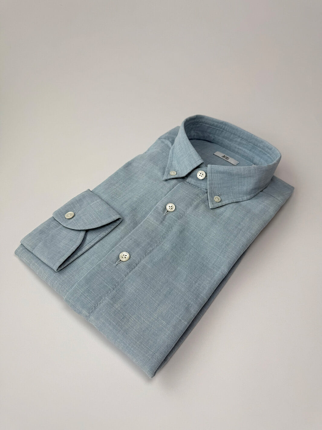 Dusty Blue Linen Button-Down Shirt 16 US (41 EU) / Slim Dusty Blue Linen Button-Down Shirt 16 US (41 EU) / Slim