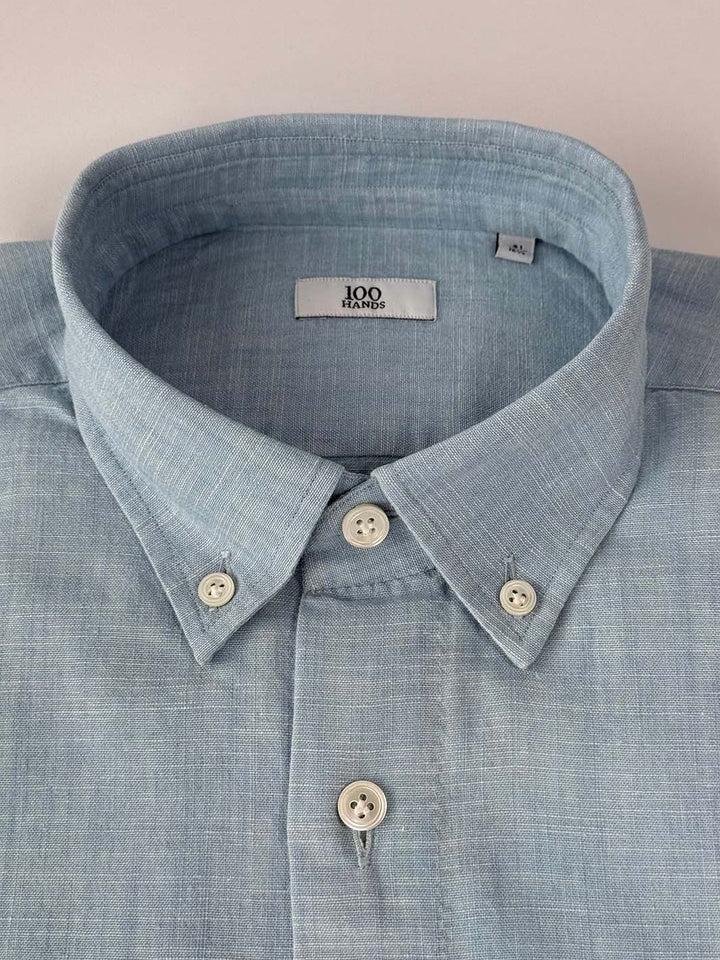 Linen Button-Down Shirt - Dusty Blue