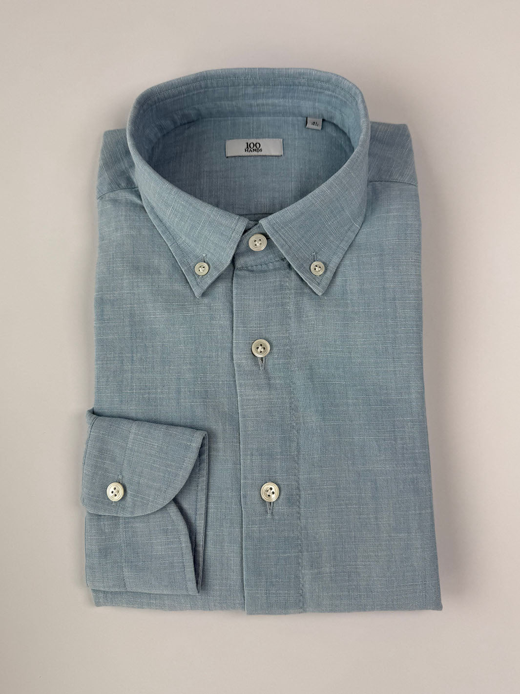 Dusty Blue Linen Button-Down Shirt 16 US (41 EU) / Slim