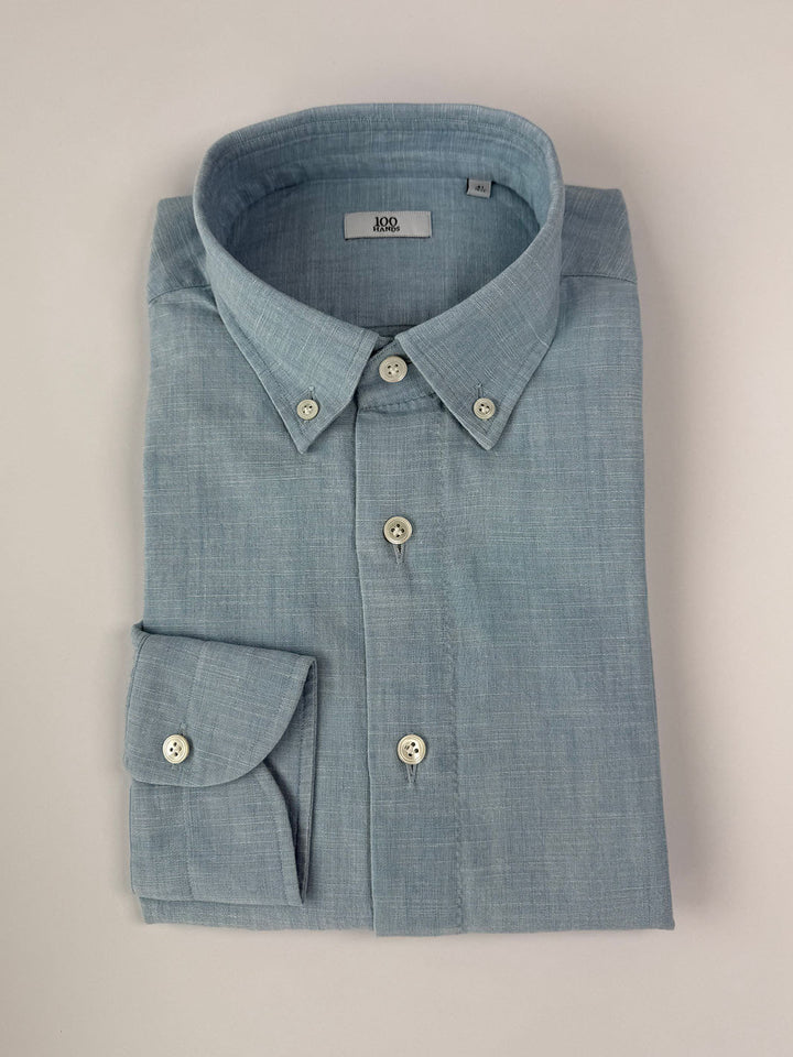 Linen Button-Down Shirt - Dusty Blue