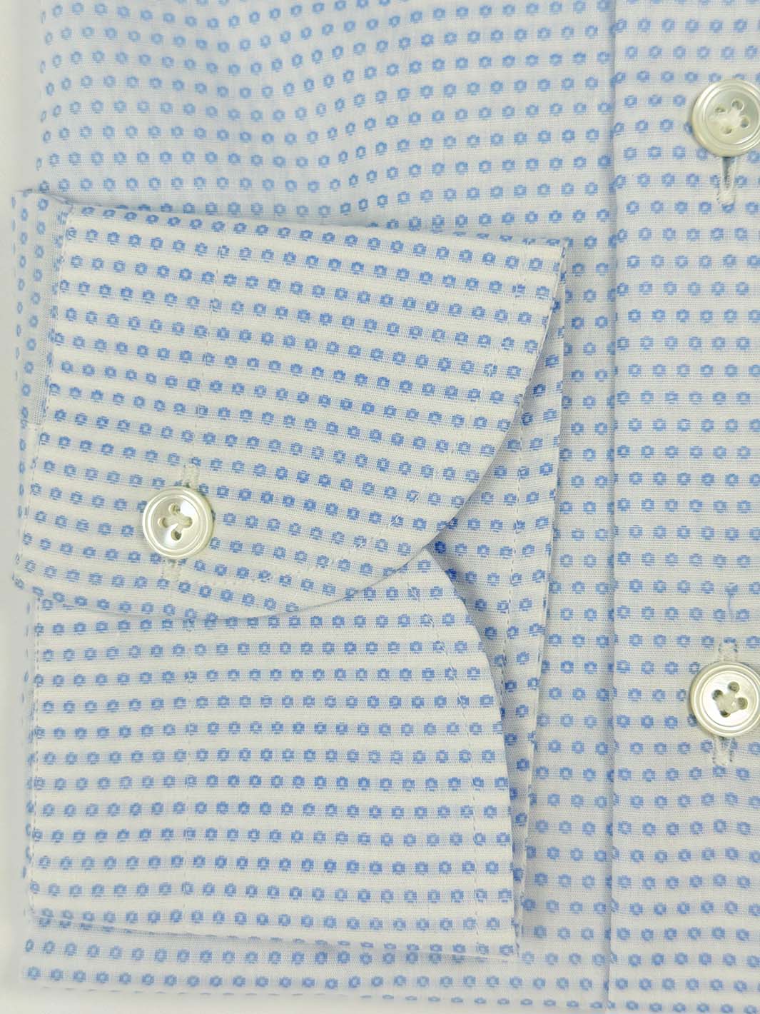 Micro-Floral Cotton Dress Shirt - Light Blue