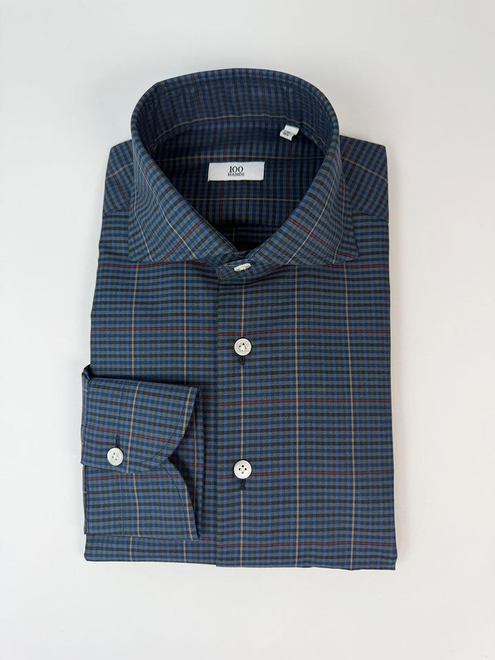Multi-Check Cotton Shirt - Midnight Blue