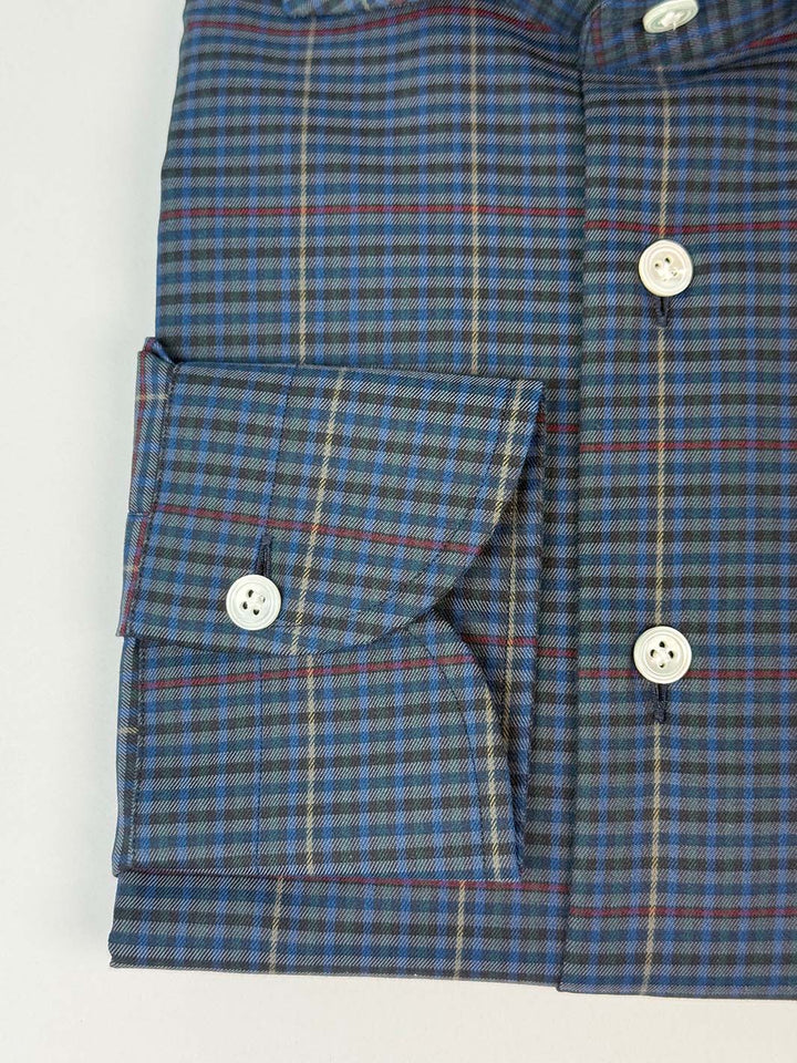 Multi-Check Cotton Shirt - Midnight Blue