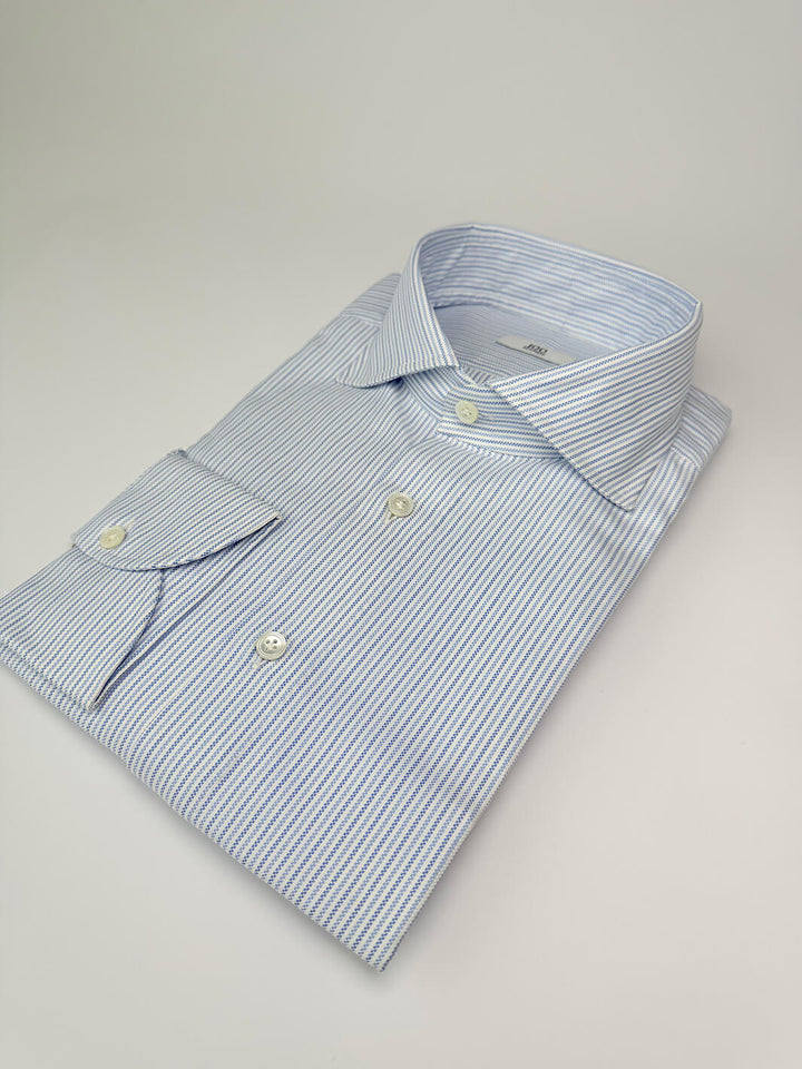 Mille Stripe Cotton Dress Shirt - Multi-Blue