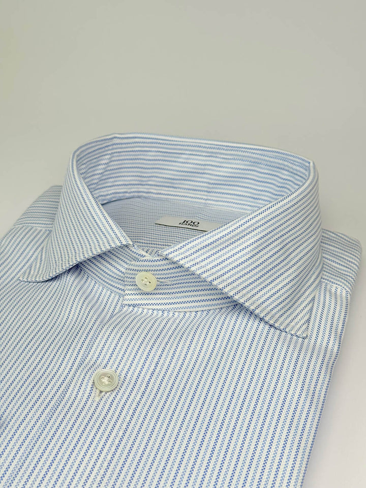 Mille Stripe Cotton Dress Shirt - Multi-Blue