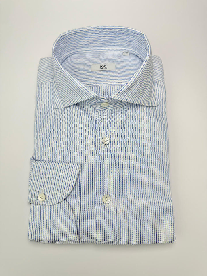 Mille Stripe Cotton Dress Shirt - Multi-Blue