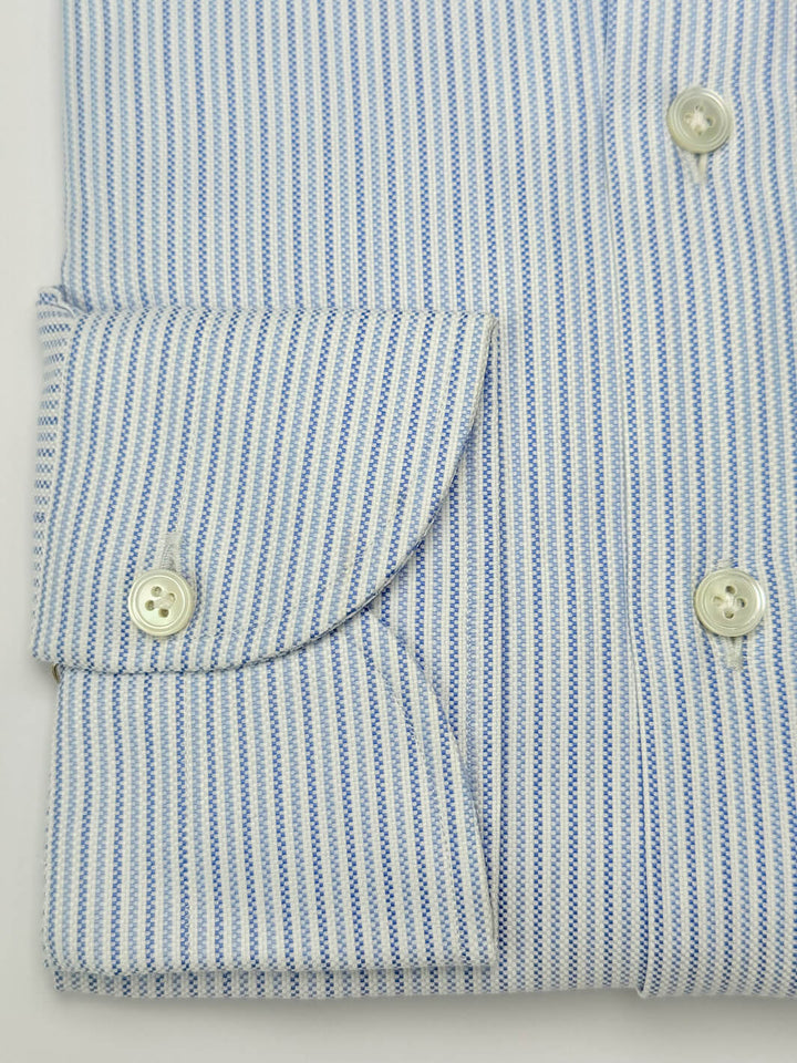 Mille Stripe Cotton Dress Shirt - Multi-Blue