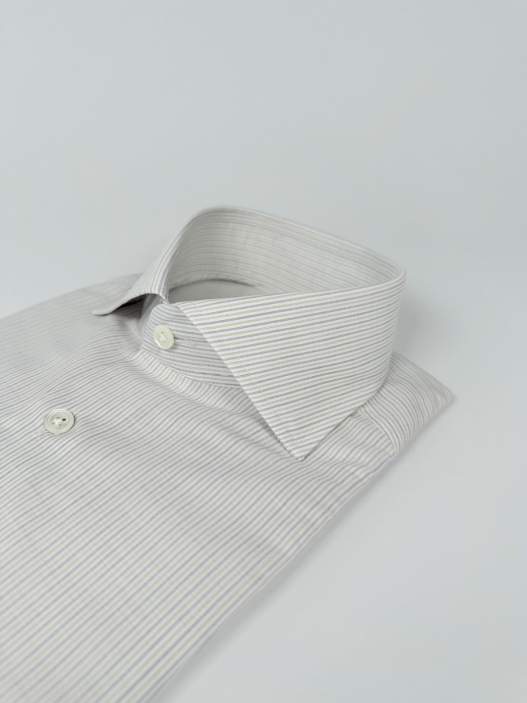 Pinstripe Cotton Dress Shirt - Off-White